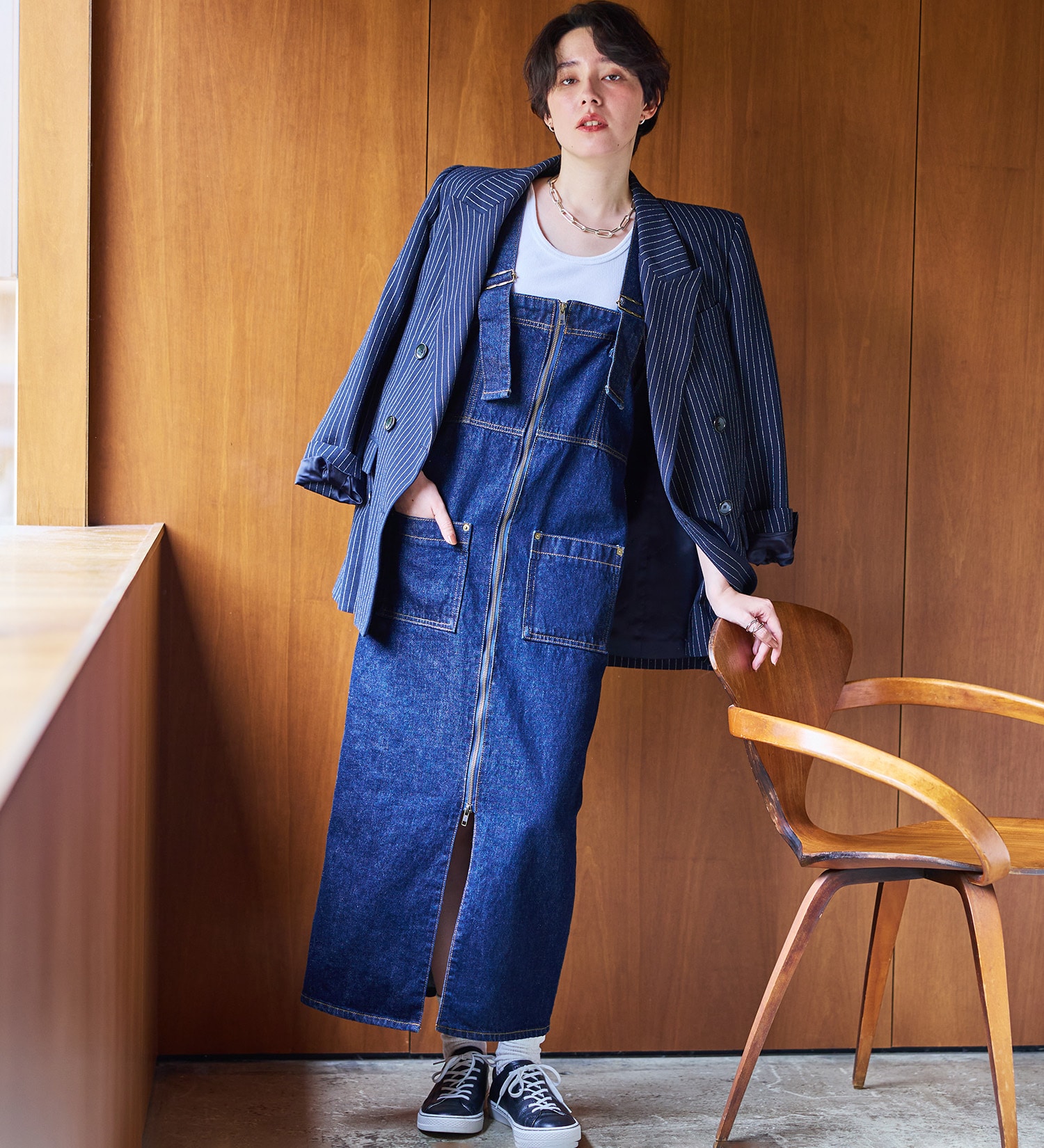 atelier SOMETHING 2WAY LACE UP SALOPETTE SKIRT/レースアップ