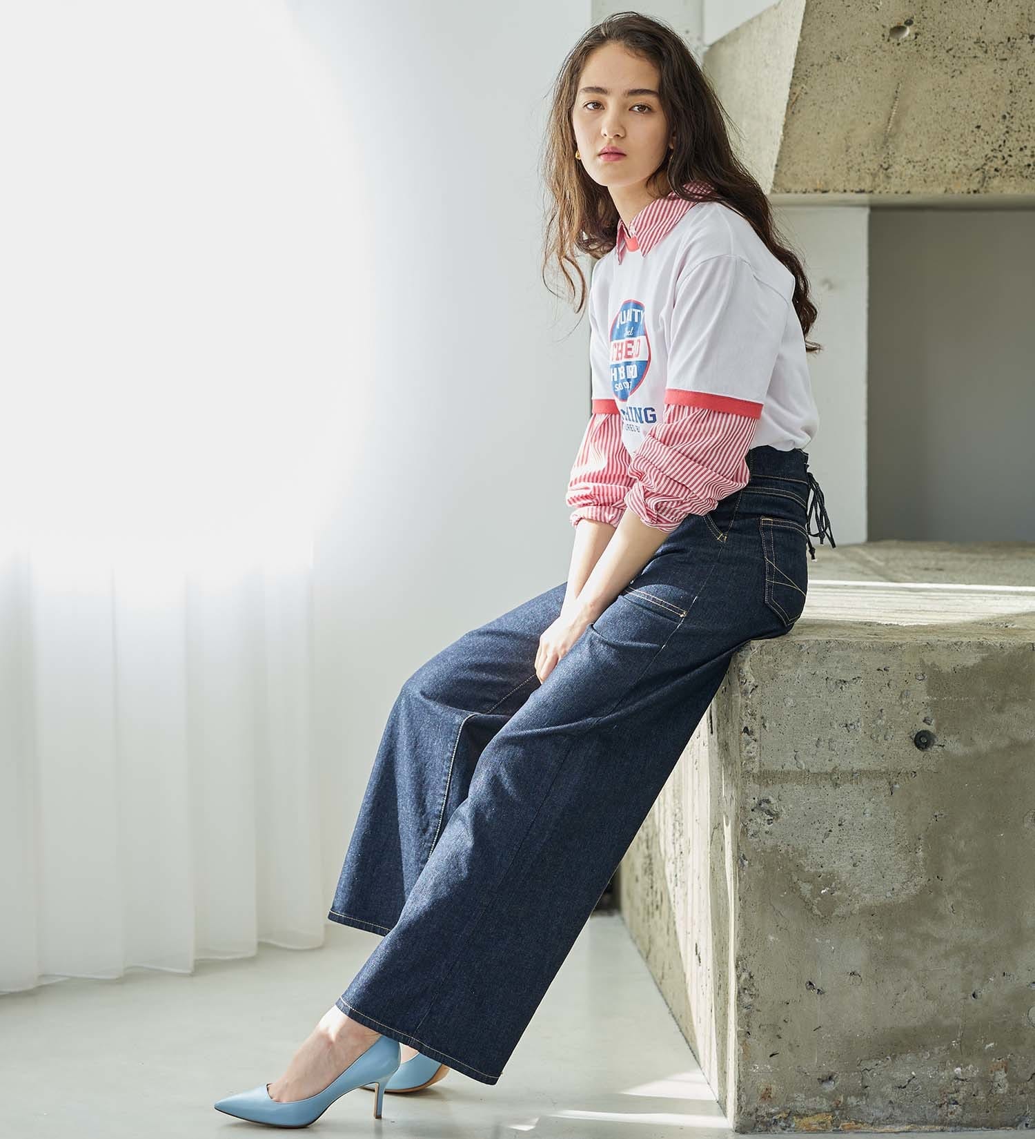 SOMETHING LISAレースアップワイドデニムパンツ|SOMETHING|サムシング