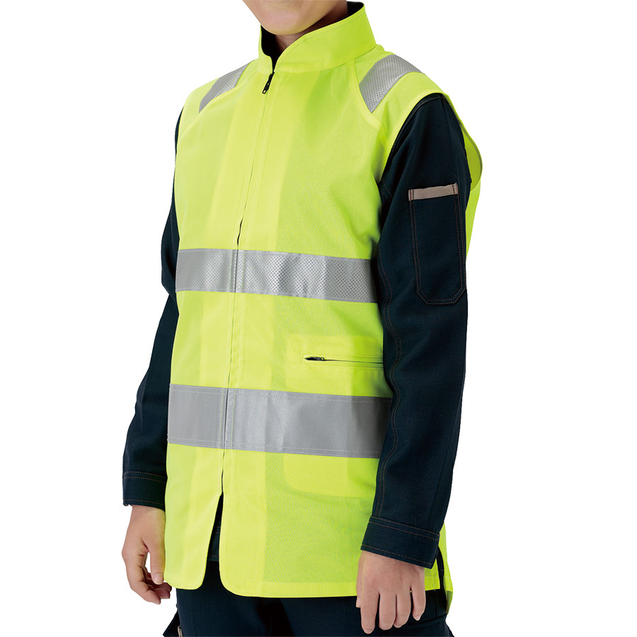 高視認性レディースベスト MWJ－Y イエロー S| 作業服・作業着