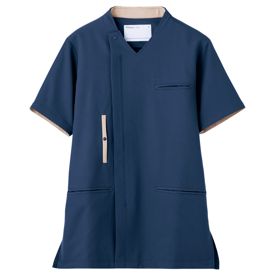 ベルデクセル スクラブ VEM7007上 ブルーグレー×ベージュ