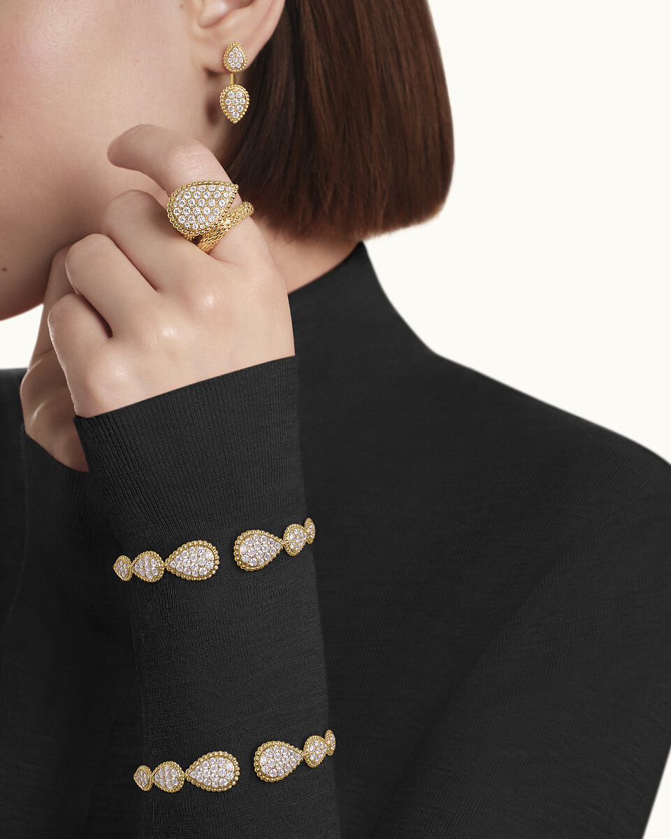 セルパンボエム 2モチーフ シングル スタッズイヤリング イエロー