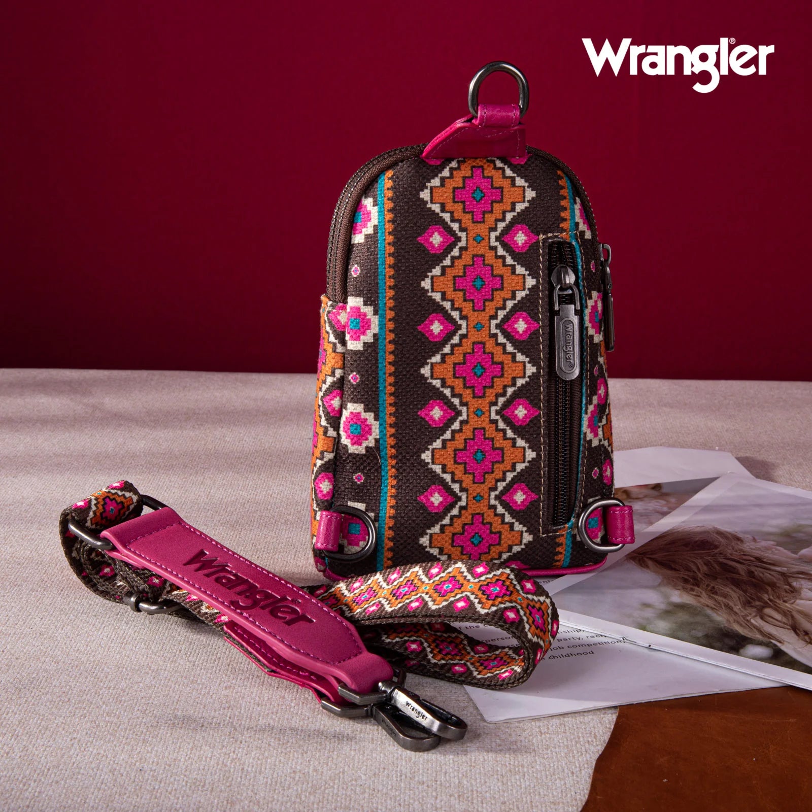 Wrangler Southwestern Print Canvas Crossbody/Sling/Chest Bag