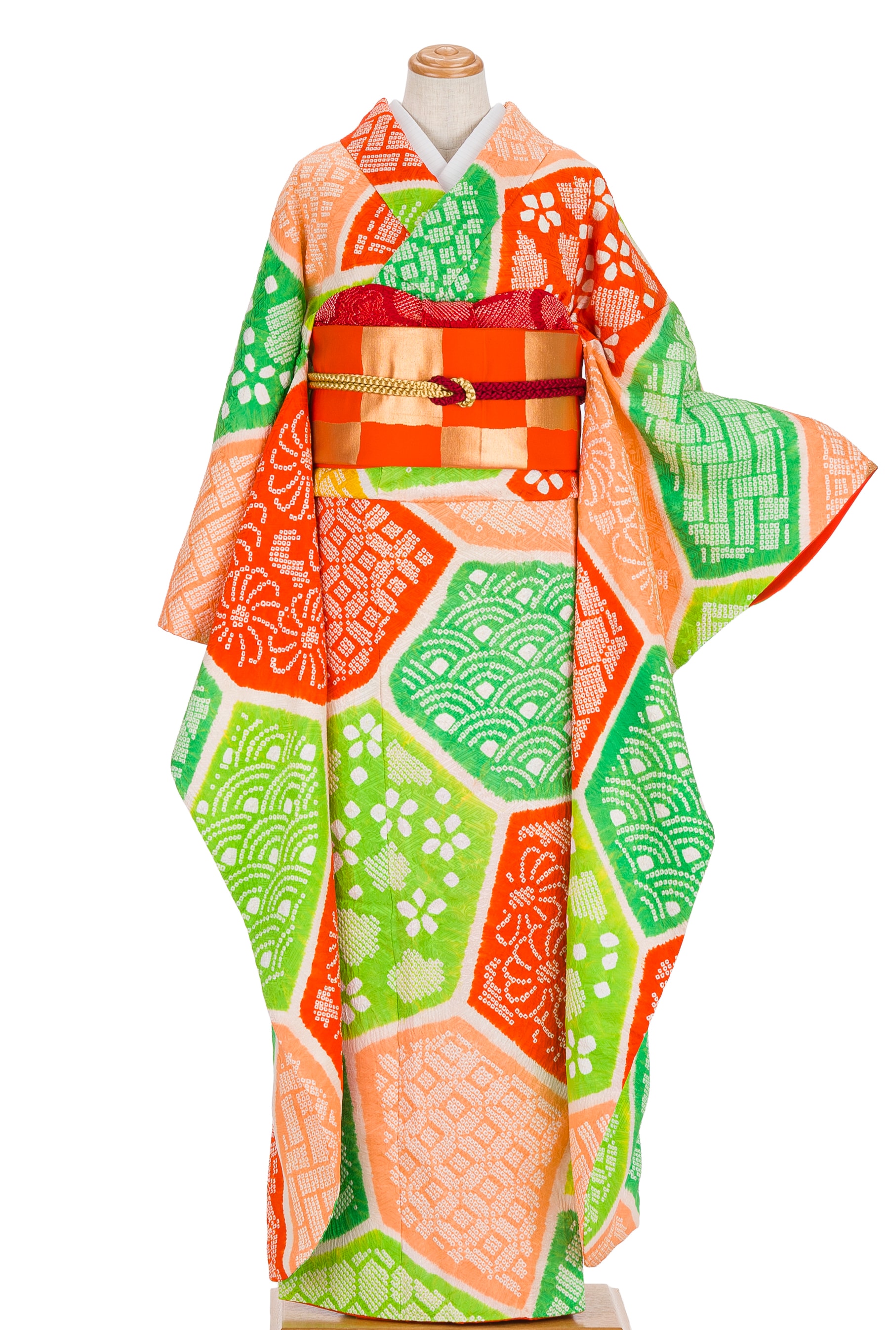 振袖 総絞り 青海波 菊 小花など - からん::アンティーク着物