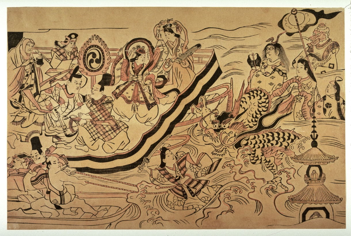 杉村治兵衛による浮世絵「Tamatori Retrieving the Jewel from the