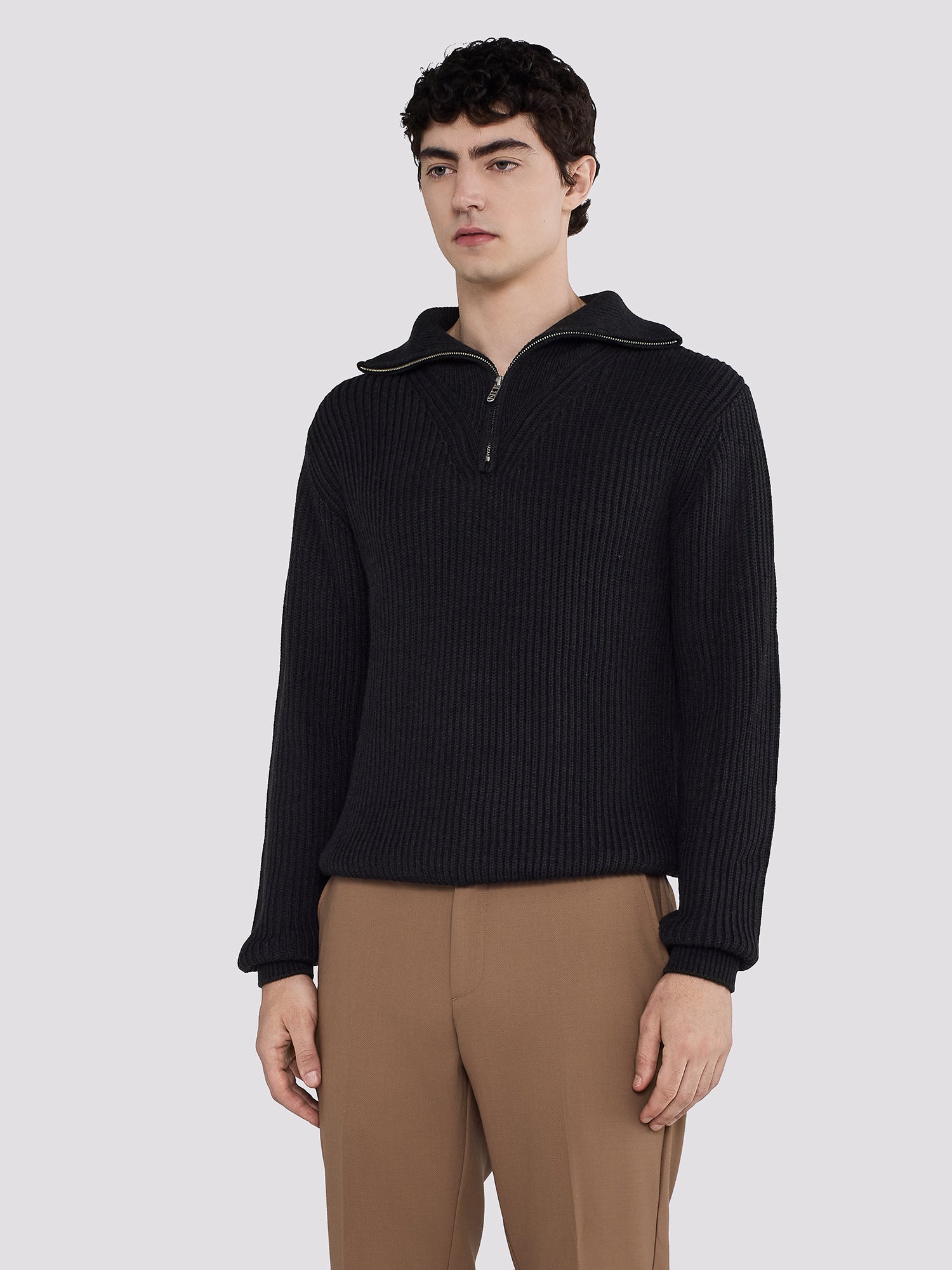 PULLOVER IN LANA A COSTE MEZZA ZIP – DAVID NAMAN