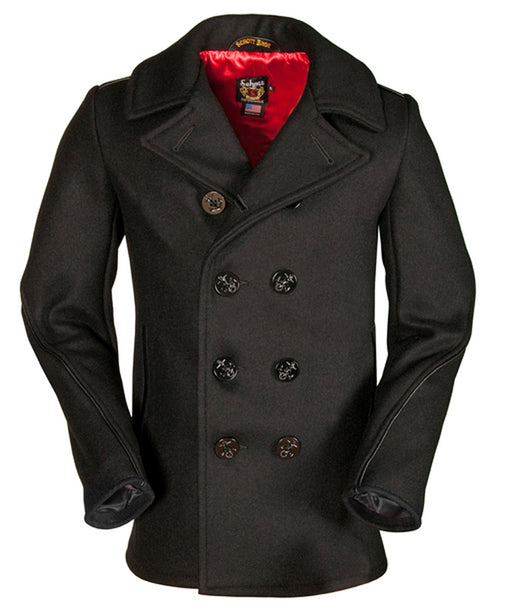 Schott Men's Slim Fit Wool Pea Coat - Navy — Dave's New York