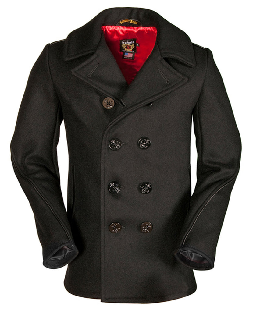 Schott Men's Slim Fit Wool Pea Coat - Navy — Dave's New York