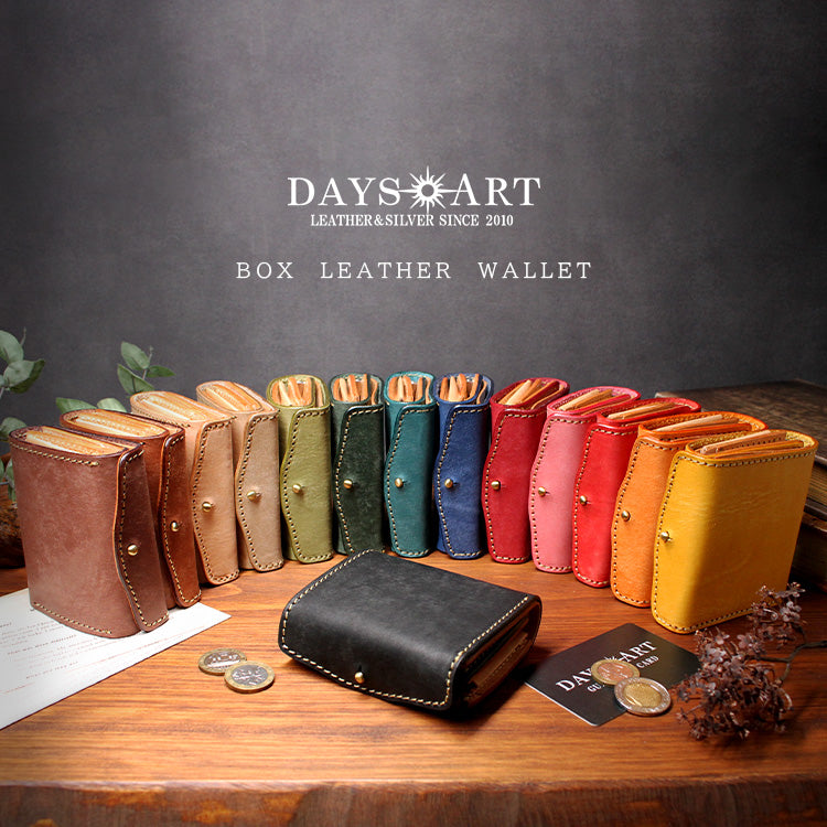 DAYSART 本革 BOX型 2つ折り財布 メンズ レディース コンパクト