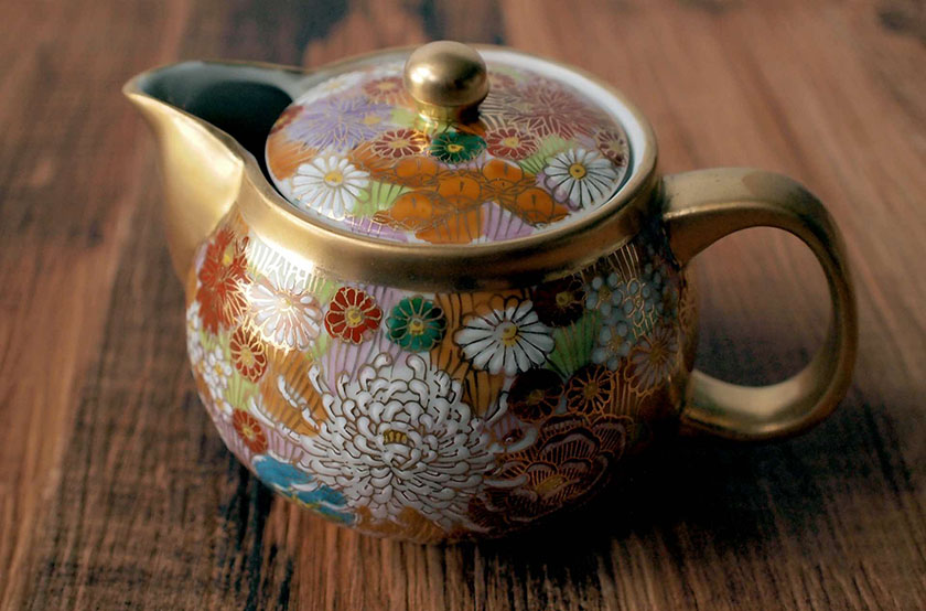 送料無料】 ポット急須 金花詰 茶こし付き / 退職祝い 定年