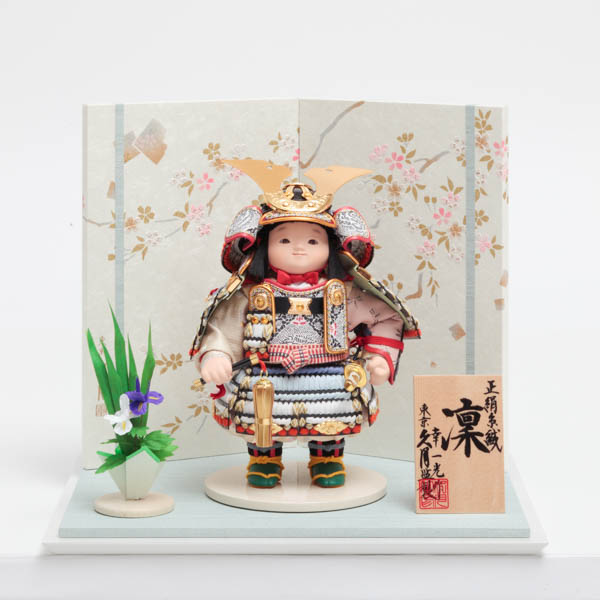 名入れ木札無料】 【送料無料】 五月人形 鎧着大将飾り 正絹赤中紺縅