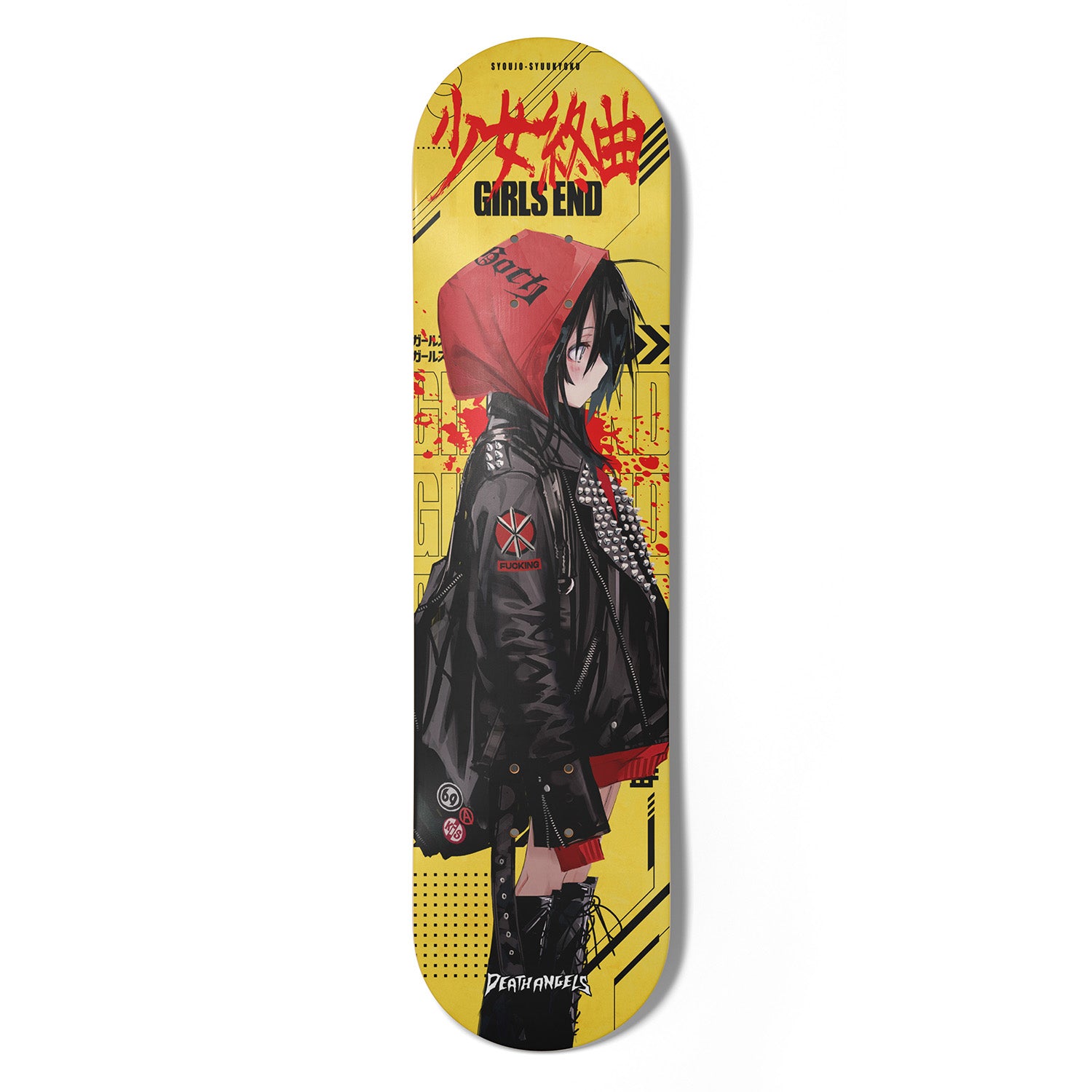 GIRLS END YELLOW SKATEBOARD DECK – DEATH ANGELS