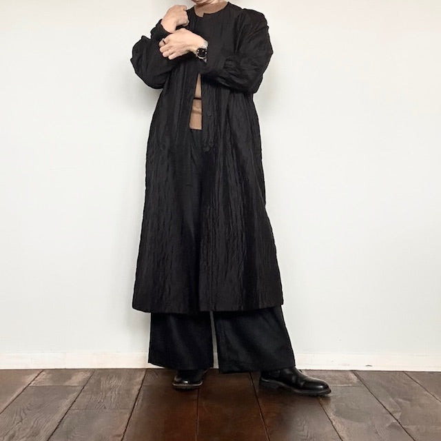 maison de soil QUILTED HANDWOVEN COTTON SILK PLAIN C-NECK RAGLAN