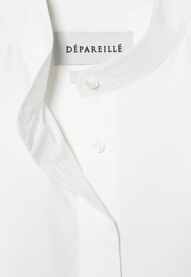 COTTON SILK NO COLLAR BLOUSE / コットンシルクノーカラーブラウス