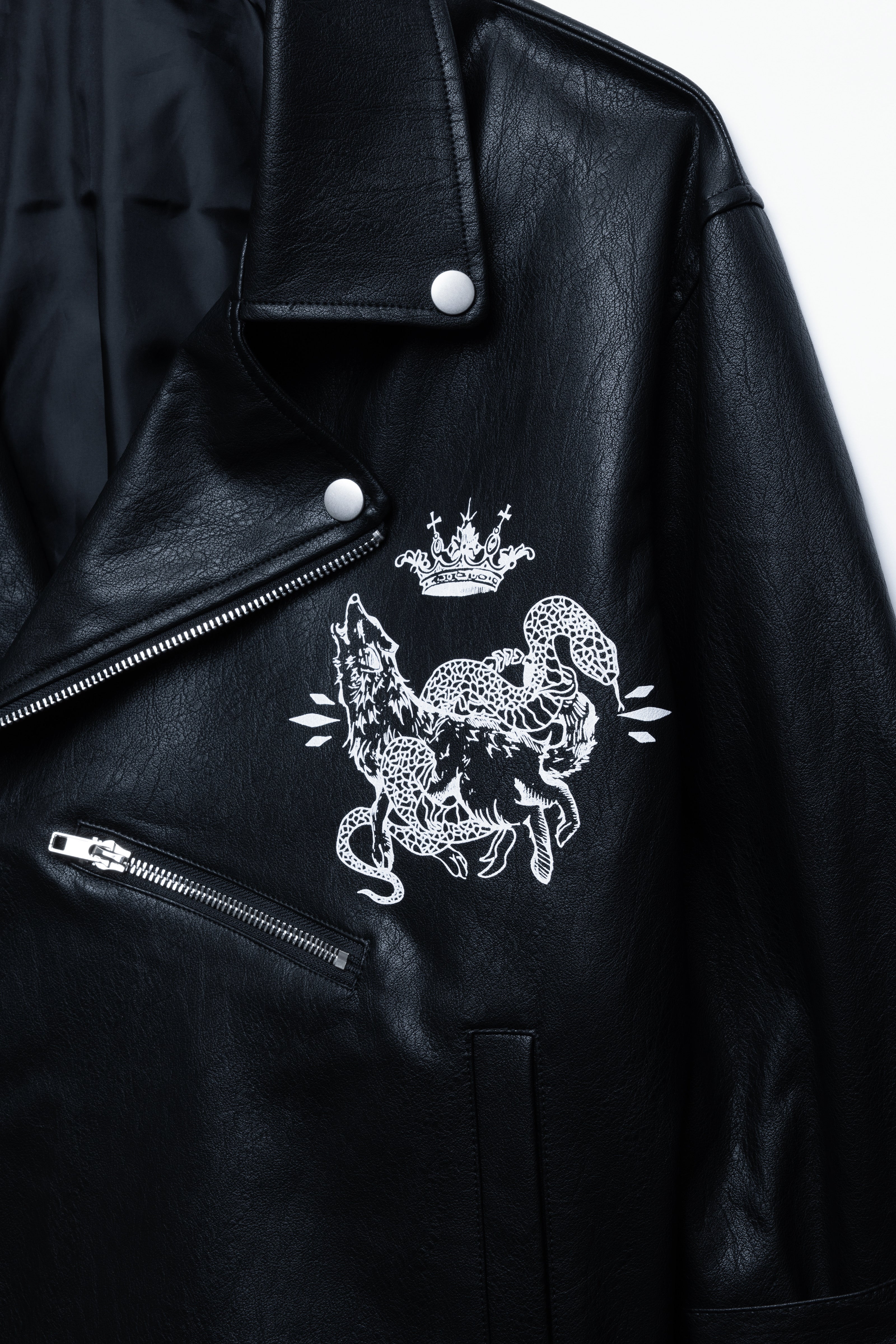 gibous×dependoll wolf snake leather jacket