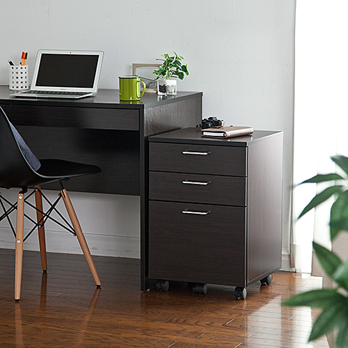 デスクワゴン 木製 キャスター付 3段 A4ファイル収納 デスク