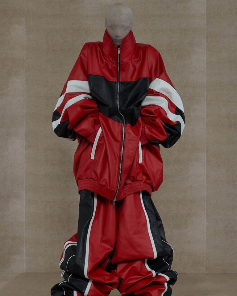 VETEMENTS (ヴェトモン) LEATHER TRACKSUIT JACKET / RED | Detail