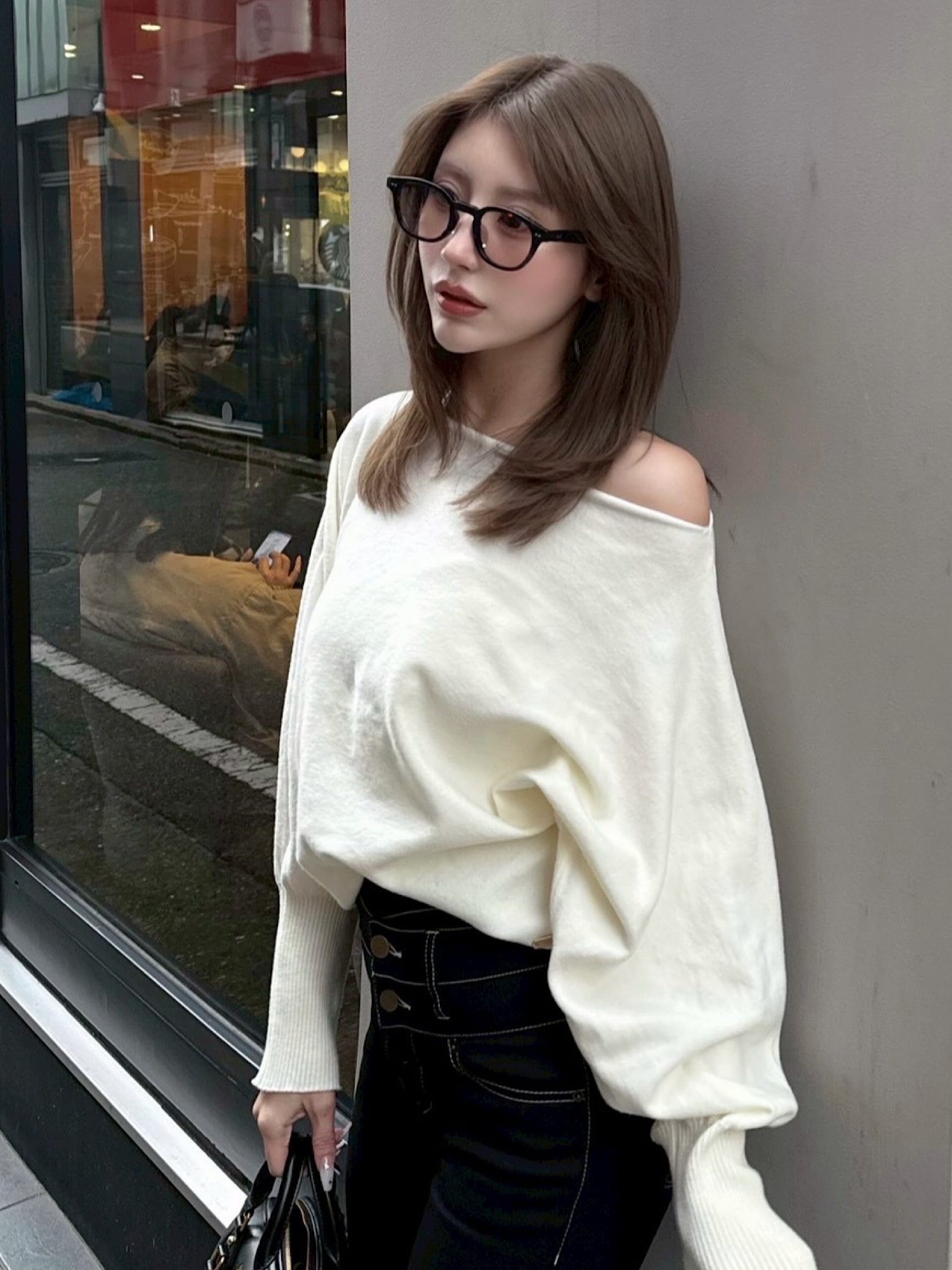 トップス DIANTE LOOSE OFF SHOULDER KNIT TOPS loose off shoulder