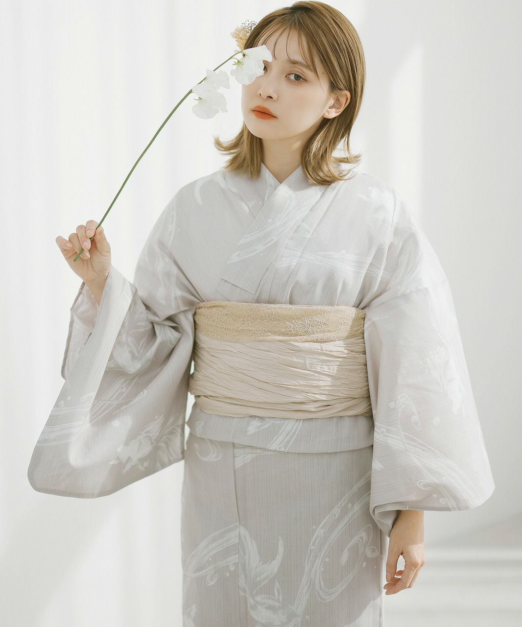 Dita 浴衣 京の水墨画水仙 セット 水色 即日発送可能 藍花爛漫 | Dita