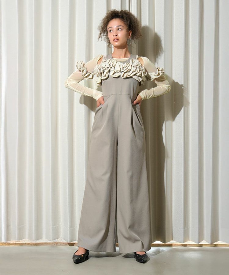 ruffled bustier pants dress