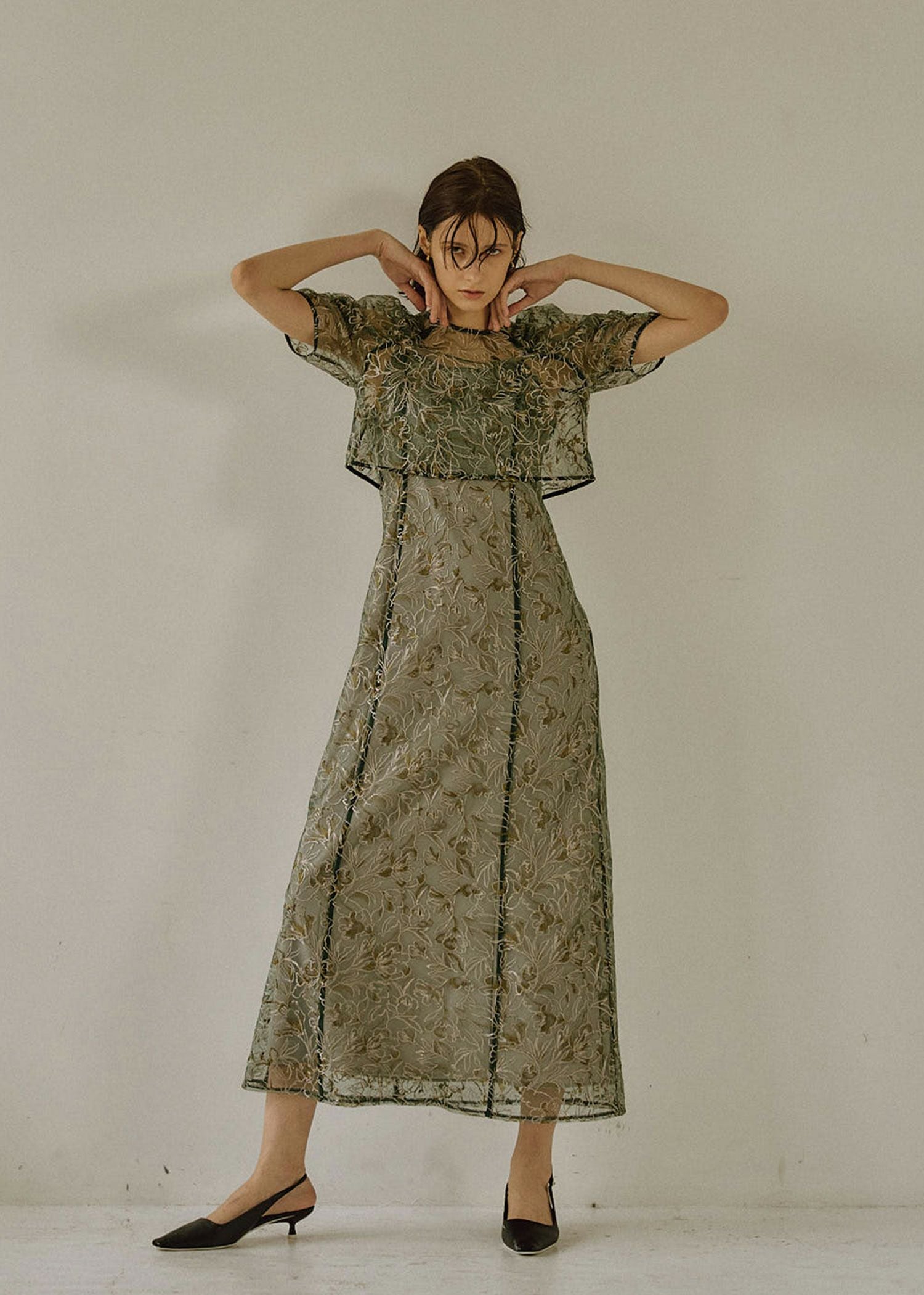 Whole race layered dress｜LE'RURE