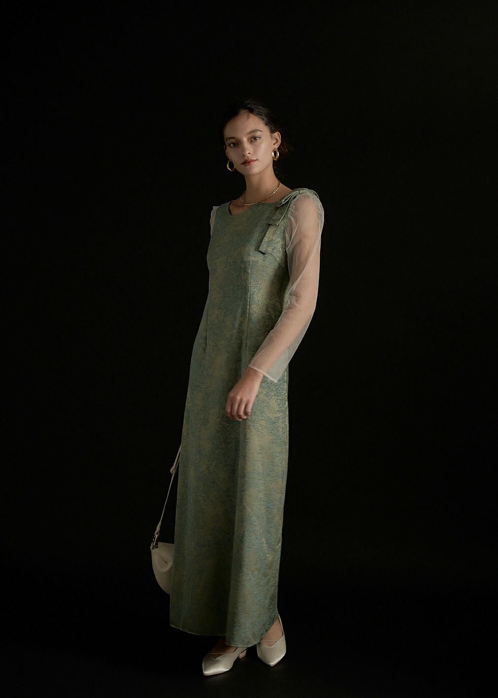 Shoulder ribbon jacquard dressのドレス|Dorry Doll / LE'RURE