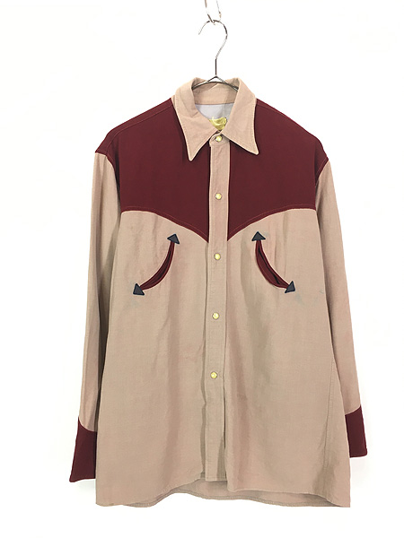 古着 50s Christensen スマイルポケット 2tone レーヨン ギャバジン