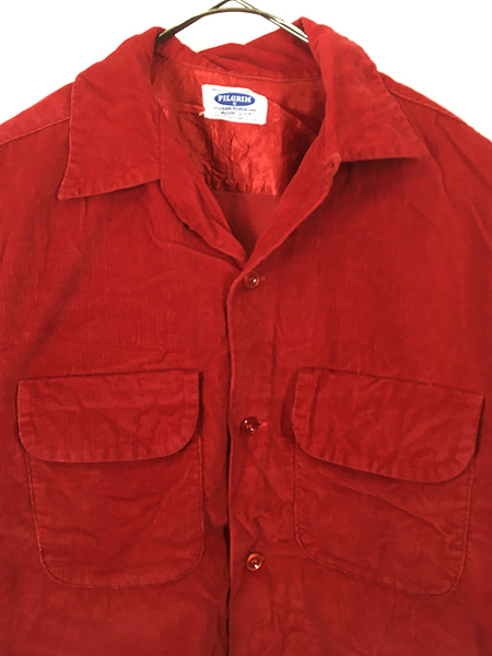 古着 50-60s PILGRIM 無地 ソリッド 開襟 ボックス コーデュロイ