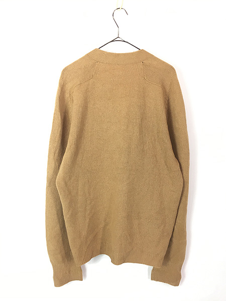 古着 60s パチポケ 豪華 100% キャメルヘア ニット カーディガン XL位