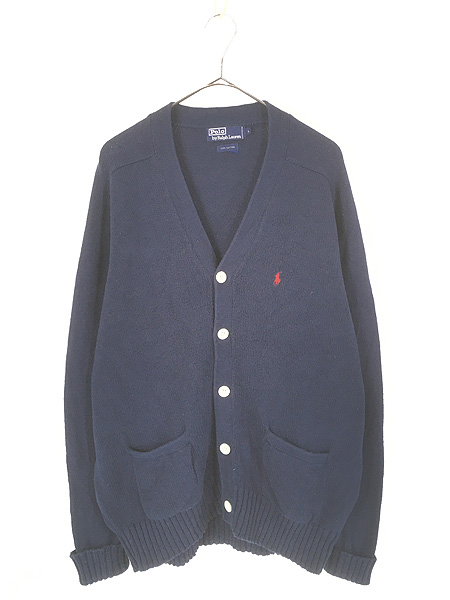 古着 90s Polo Ralph Lauren ワンポイント Vネック コットン ニット