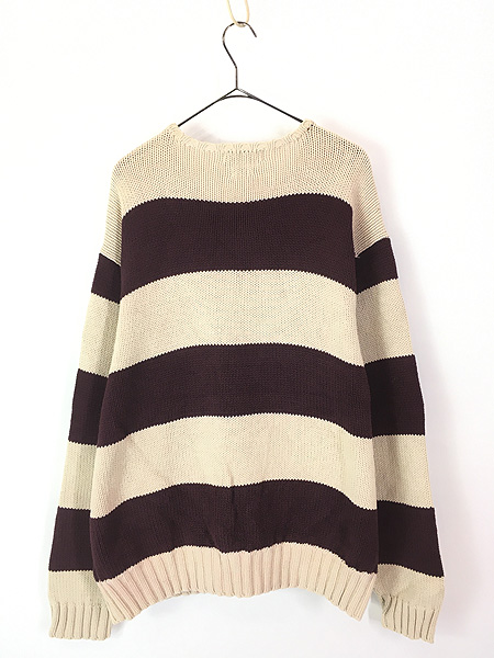 古着 90s Polo Ralph Lauren バーガンディー×アイボリー 太ピッチ