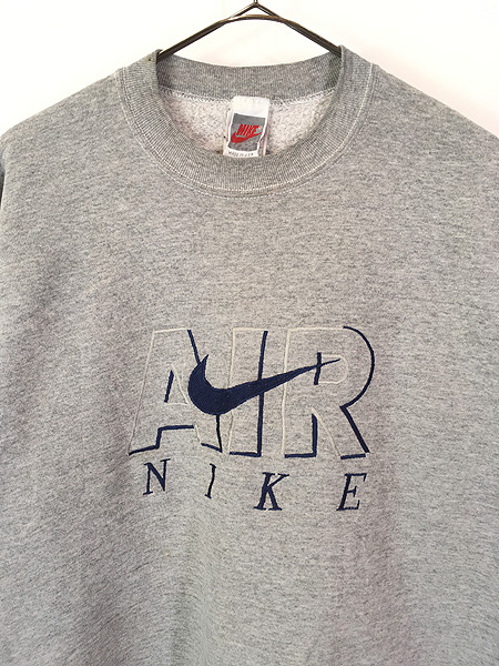 古着 90s USA製 NIKE AIR スウォッシュ ロゴ 刺しゅう スウェット