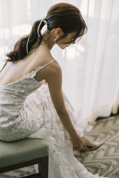 刺繍 総レース ソフトマーメイドドレス（W371）