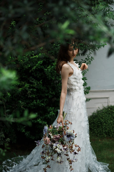 フラワーレース Vネック ノースリーブドレス（W262SI）