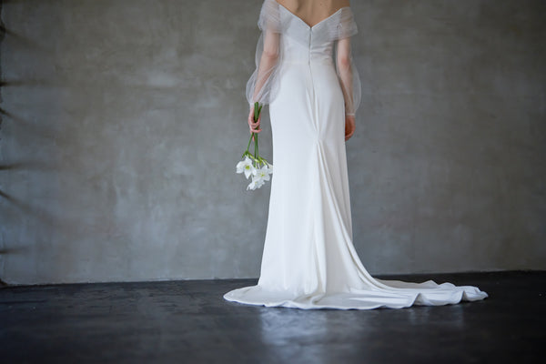 オフショルダー ロングスリーブ ソフトマーメイドドレス（W244）