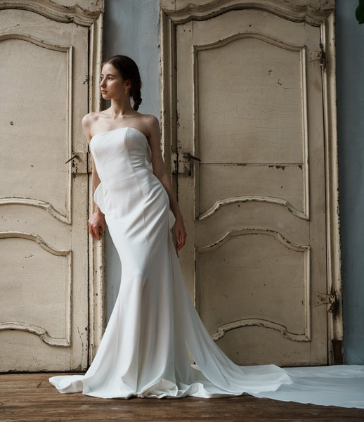 2way バックリボン ベアトップ ソフトマーメイドドレス（W265）