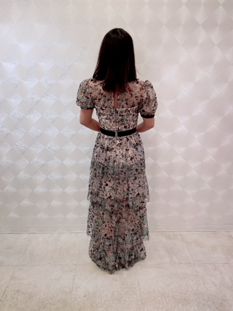 セルフポートレイト ローズレース スパンコール ドレス ピンク UK6/US2