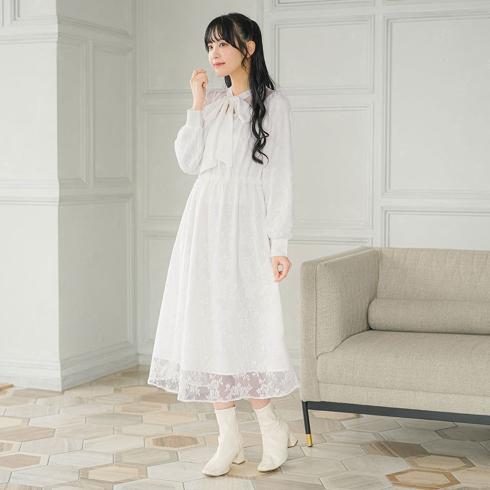 総レースリボンタイワンピース – レディースファッション通販の夢展望