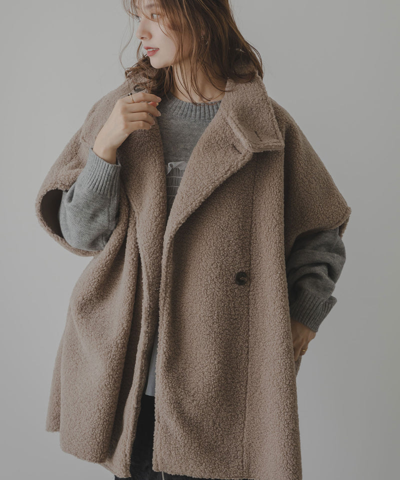 2WAY襟ムートンボアポンチョコート – レディースファッション通販の夢