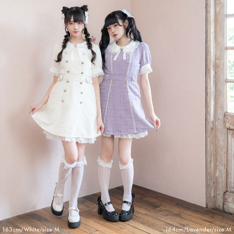 キラキラハートキルティングサマーツイードワンピース – レディース