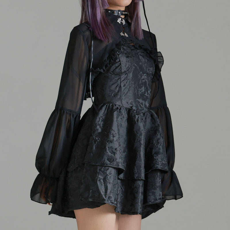 サブジラ系ブラウスボレロ×キャミワンピセット【大きいサイズ有