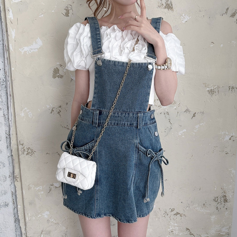 リボンポケットデニムサロペット – レディースファッション通販の夢