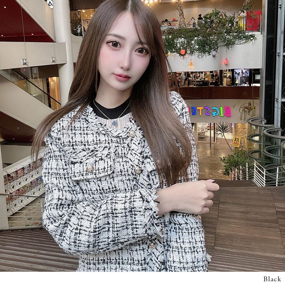 ノーカラーツイードジャケット – レディースファッション通販の夢展望