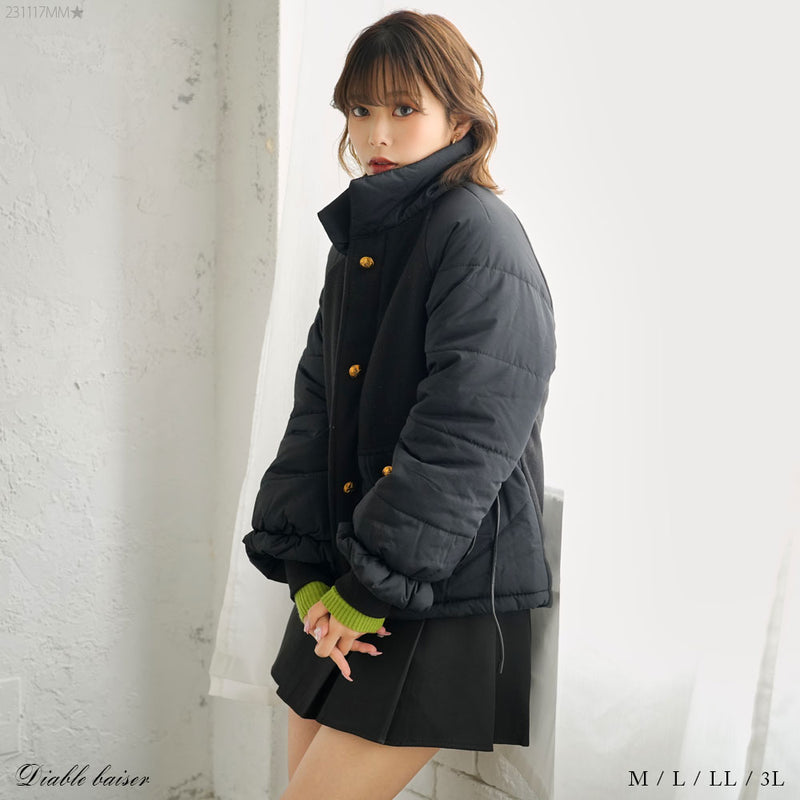 スタンドカラー中綿ジャケットコート – レディースファッション通販の