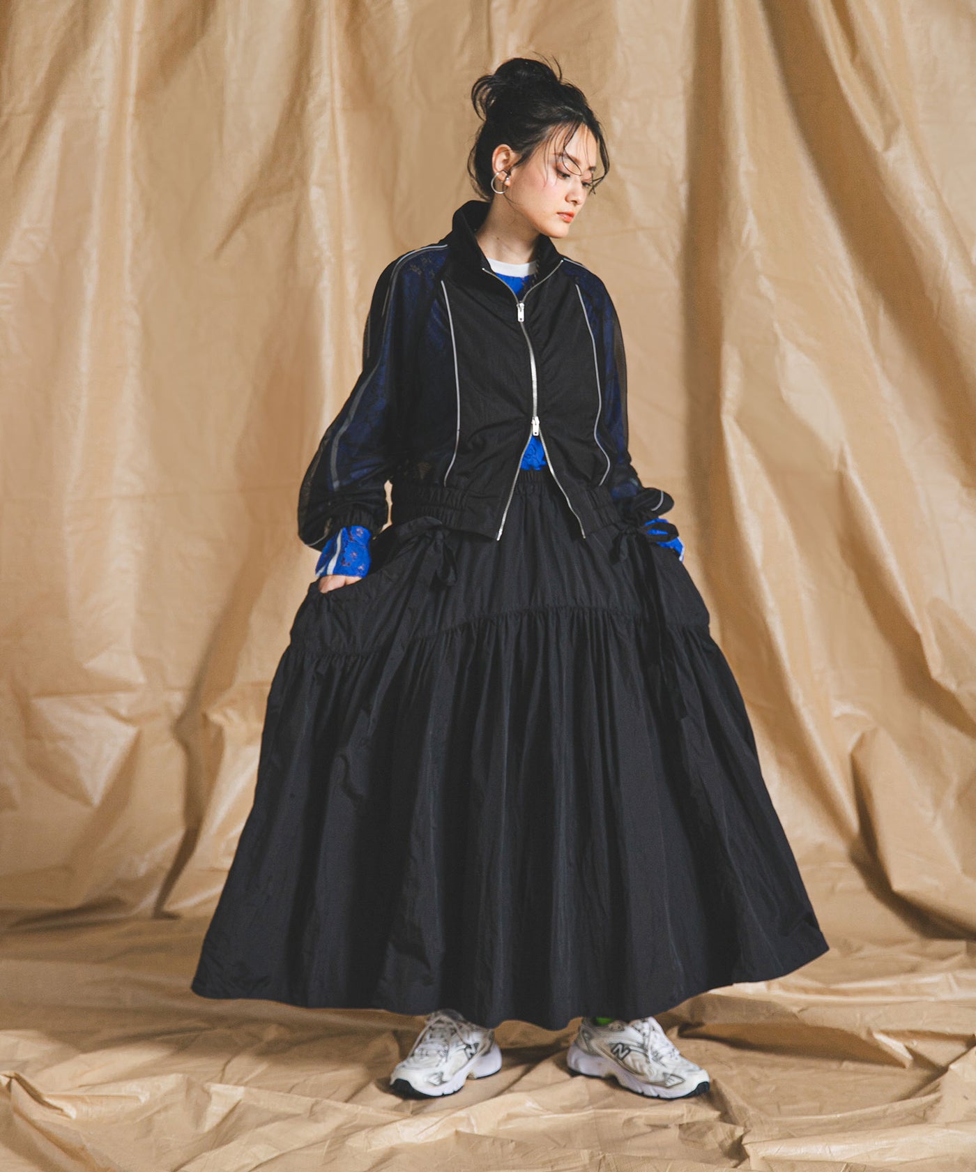 メール便】タフタ×メッシュダブルジップブルゾン – レディース