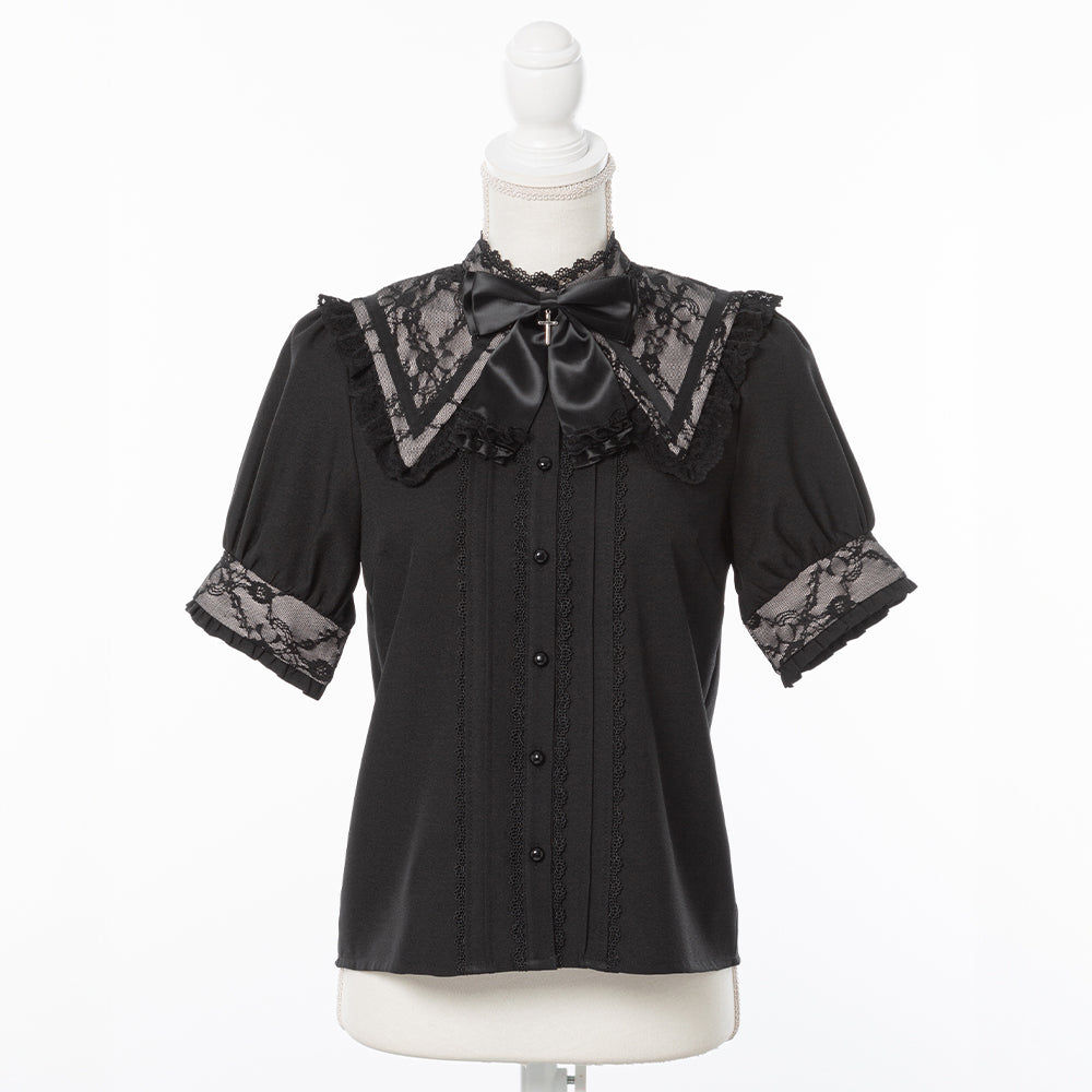 十字架リボンセーラーレース襟ブラウス – レディースファッション通販