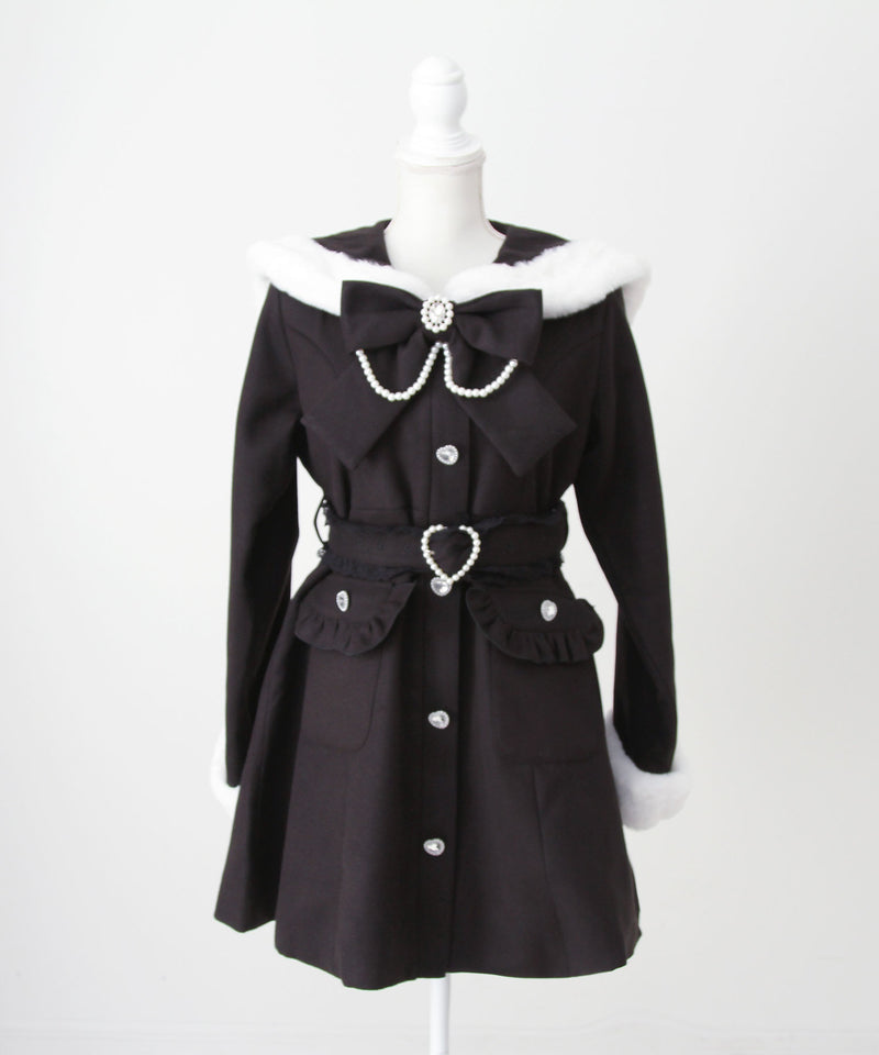 ハートバックルベルトセーラーファーコート – レディースファッション