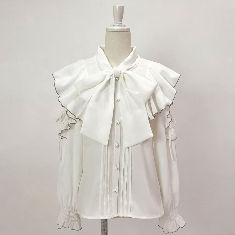 Drawer 24SS フリルリボンブラウス ホワイト 36サイズ Drawer