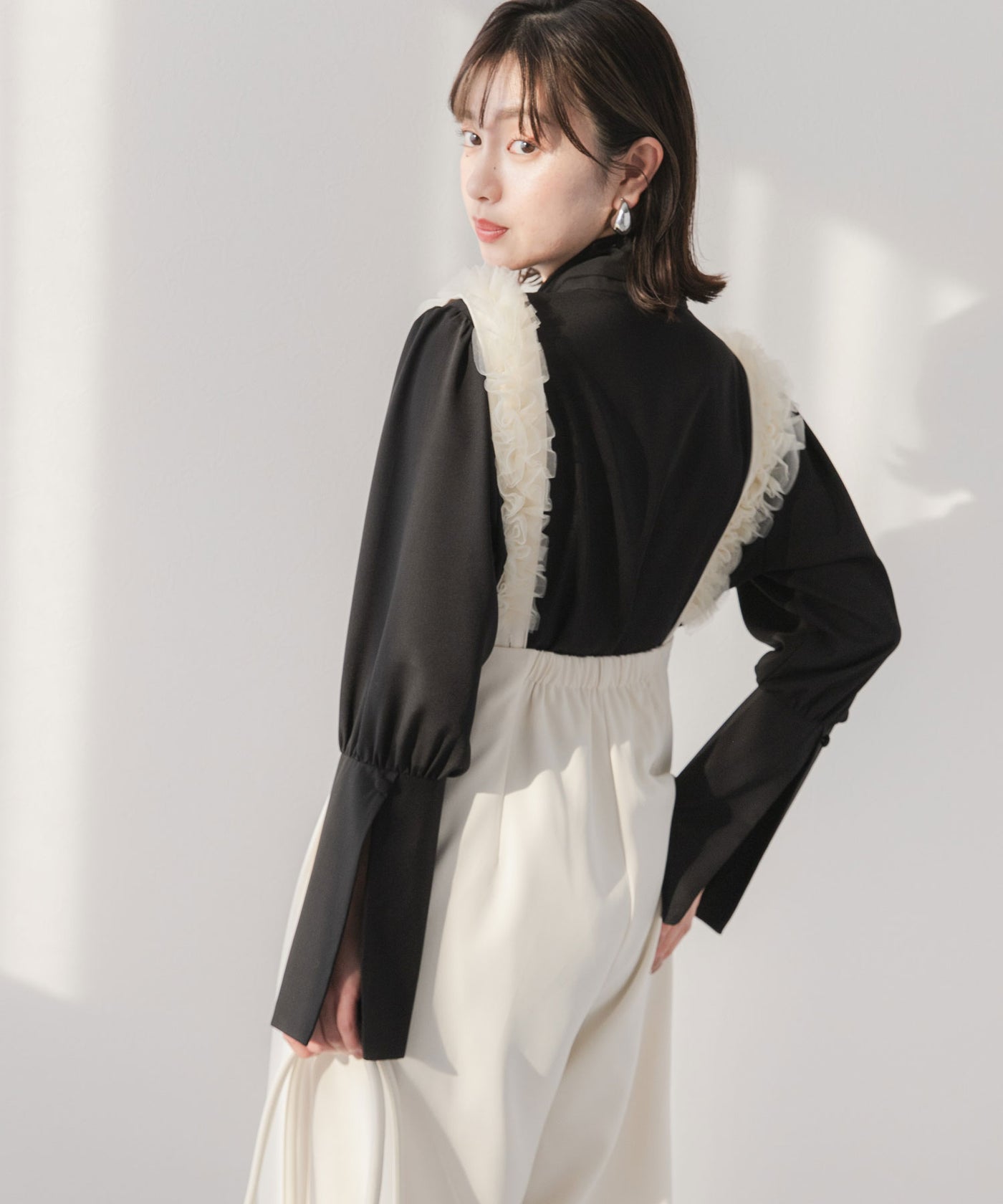 リボンタイロングカフスブラウス – レディースファッション通販の夢