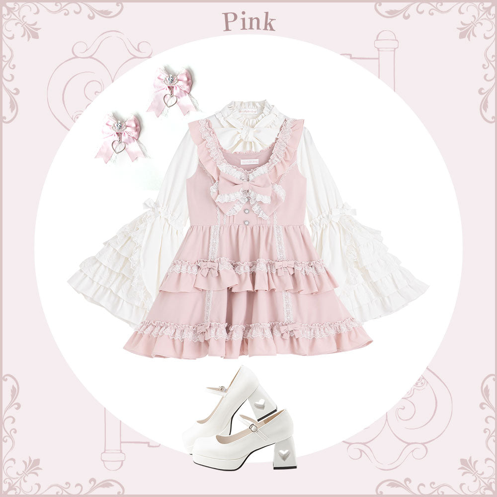 フリルたっぷりはしごレースリボンミニジャンスカ – レディース