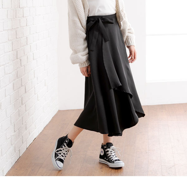 ウエストリボンラップイレヘムスカート – レディースファッション通販